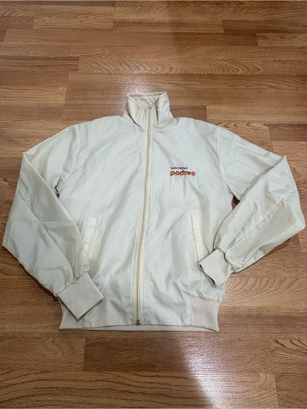 Vintage San Diego Padres - Cream Zip-Up Bomber Jacket